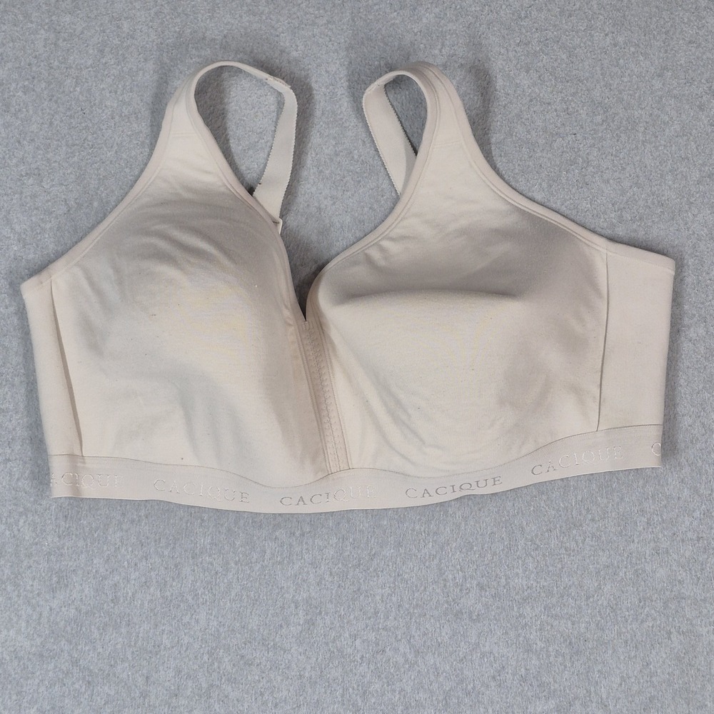 Cacique Women Bra 46DDD Beige T Shirt Wireless Strap Adjustable Lightly Lined